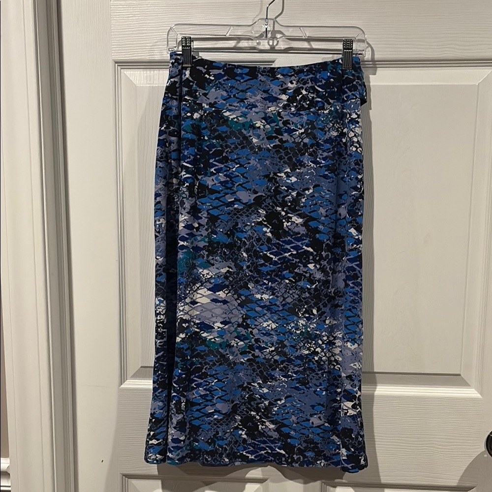 Robert Louis Multitone Blue Abstract A-Line Skirt - Picture 10 of 10